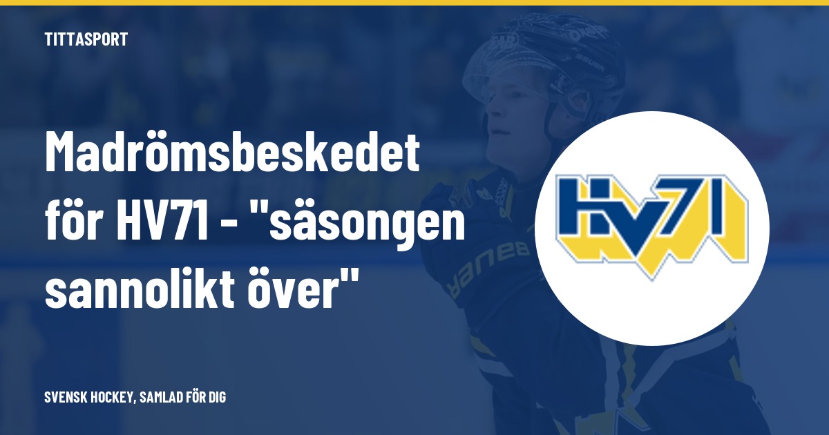 HV71: Martin Johnsen riskerar att missa resten av säsongen